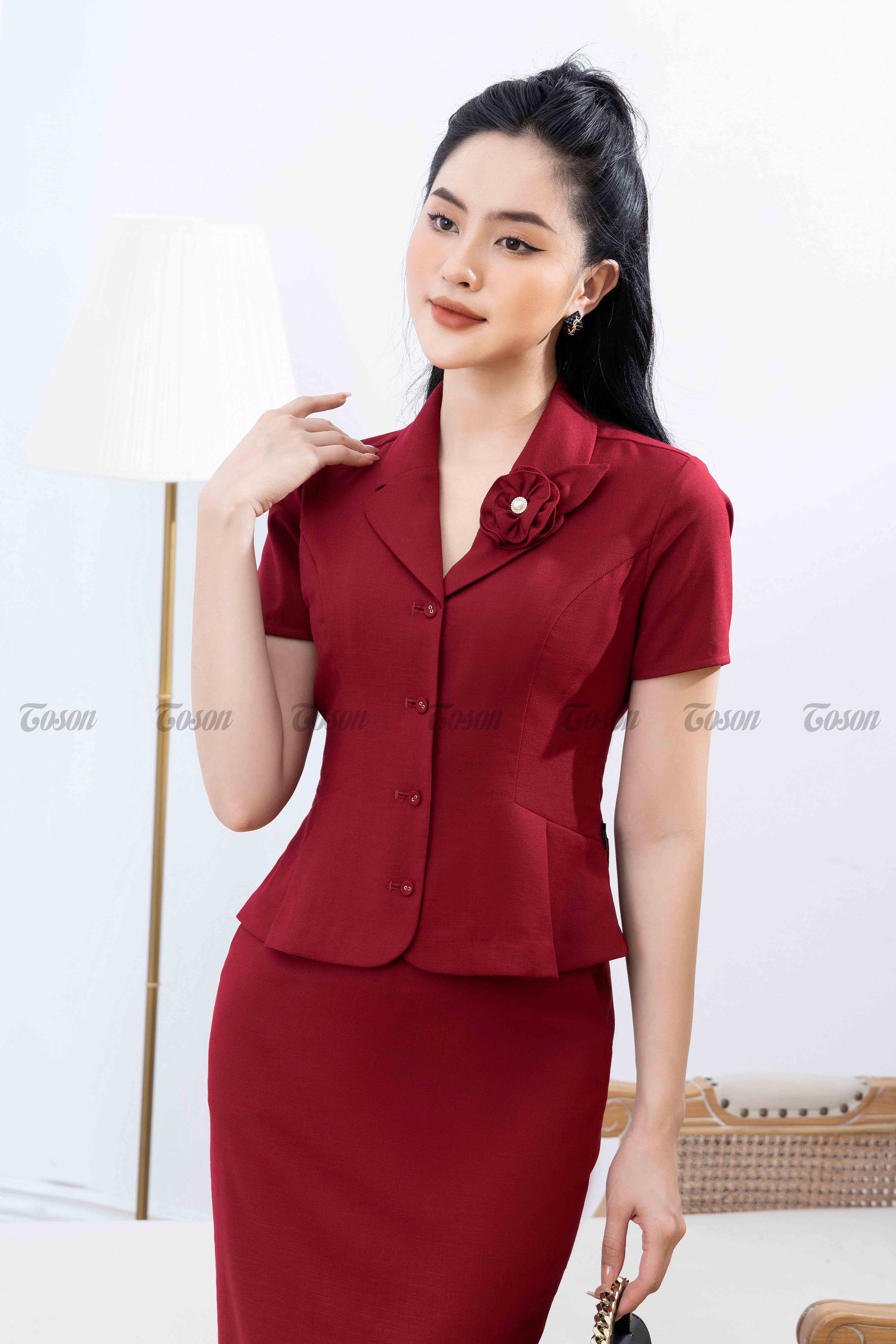 Váy Đầm Công Sở Thiết Kế SILUXY Cổ V Vải Đũi Dệt hoa #34 Váy Đầm Công Sở Thiết Kế SILUXY Cổ V Vải Đũi Dệt hoa
